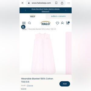 HALO® SleepSack® light pink size small TOG 0.5